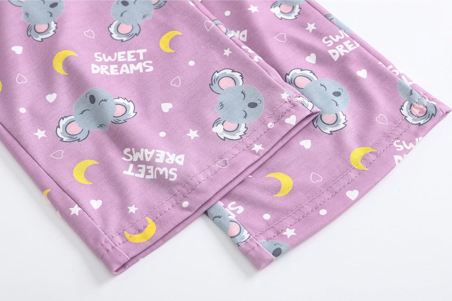 imageVopmocld Big Girls Short Sleeve amp Shorts amp Pants Pajama Sets 3PCS Cartoon Patterns Cute Lounge Sets for Teens 818 Years3pcsdream Koala