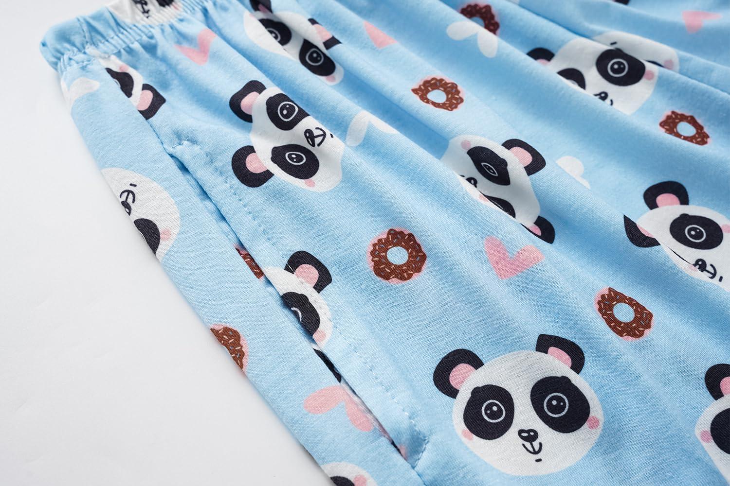 imageVopmocld Big Girls Short Sleeve amp Shorts amp Pants Pajama Sets 3PCS Cartoon Patterns Cute Lounge Sets for Teens 818 Years3pcsmake Wish Panda