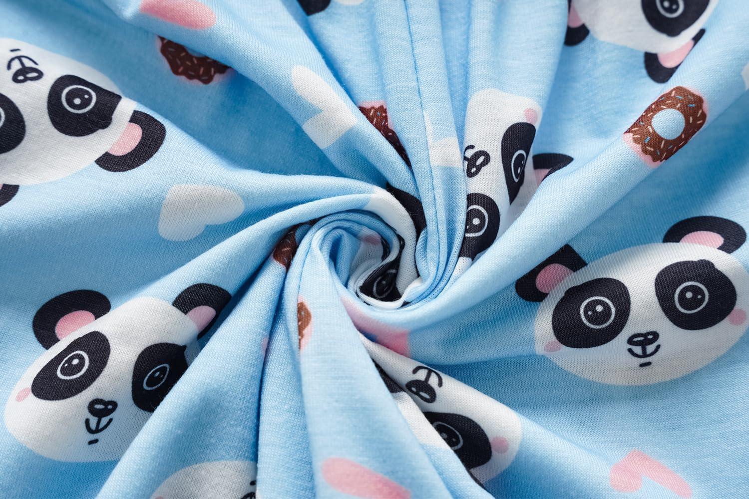 imageVopmocld Big Girls Short Sleeve amp Shorts amp Pants Pajama Sets 3PCS Cartoon Patterns Cute Lounge Sets for Teens 818 Years3pcsmake Wish Panda