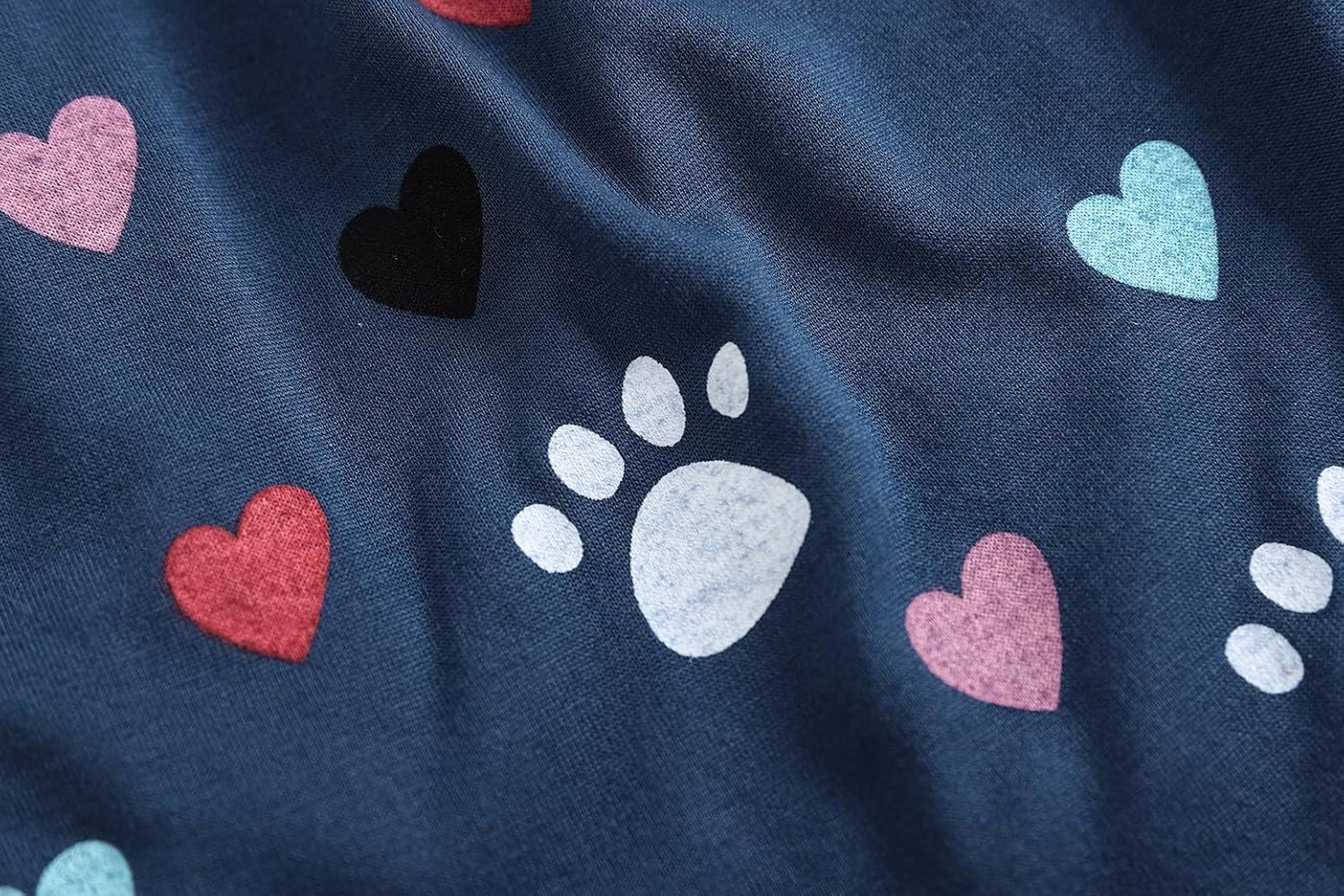 imageVopmocld Big Girls Short Sleeve amp Shorts amp Pants Pajama Sets 3PCS Cartoon Patterns Cute Lounge Sets for Teens 818 Years3pcsnavy Cat