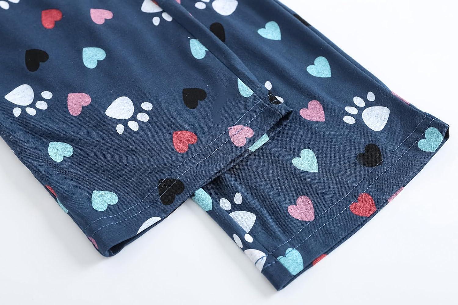 imageVopmocld Big Girls Short Sleeve amp Shorts amp Pants Pajama Sets 3PCS Cartoon Patterns Cute Lounge Sets for Teens 818 Years3pcsnavy Cat