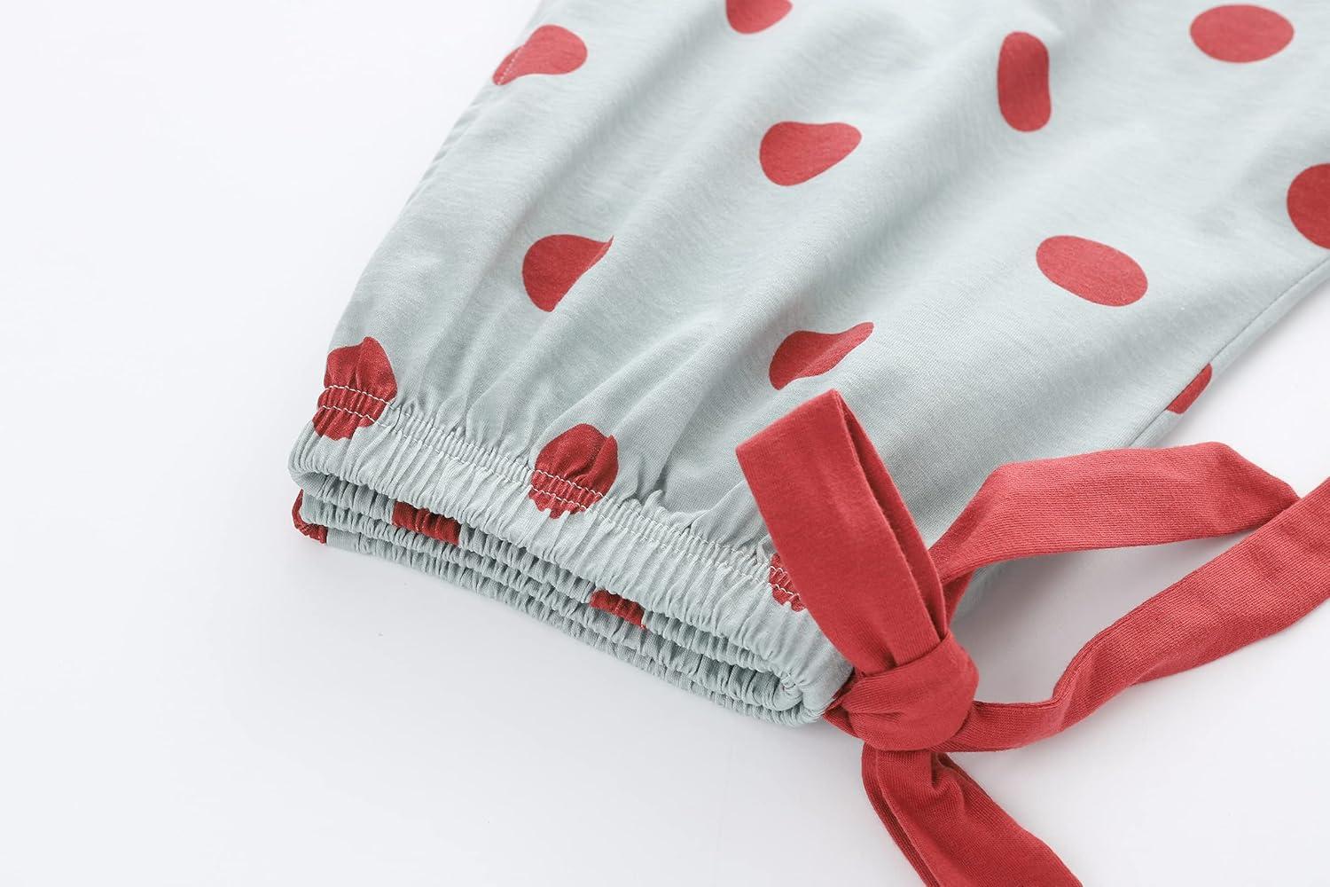 imageVopmocld Big Girls Tank Top and Shorts Cotton Pajama Set Teens Cute Heart Shape Sleepwear Kids Clothes PJSRedpolka Dot