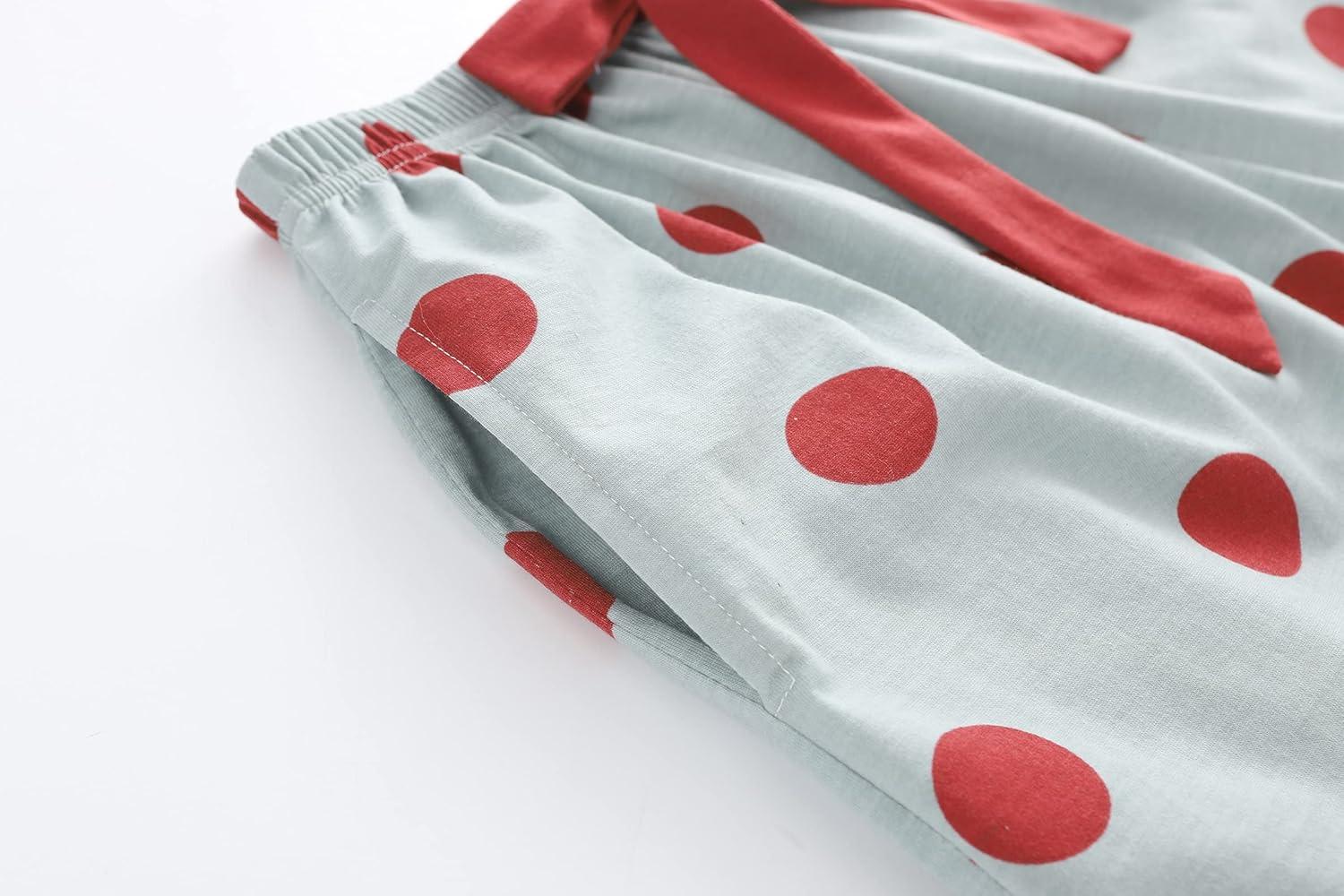 imageVopmocld Big Girls Tank Top and Shorts Cotton Pajama Set Teens Cute Heart Shape Sleepwear Kids Clothes PJSRedpolka Dot