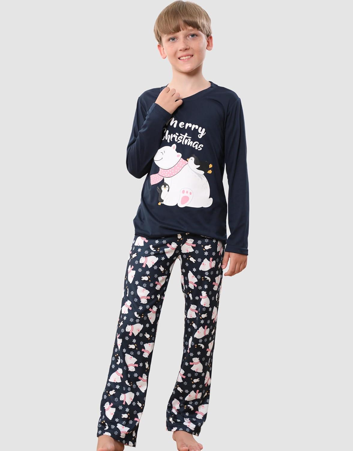 imageVopmocld Christmas Family Matching Pajama Red Holiday Pjs Sets Cotton SleepwearBearPenguin