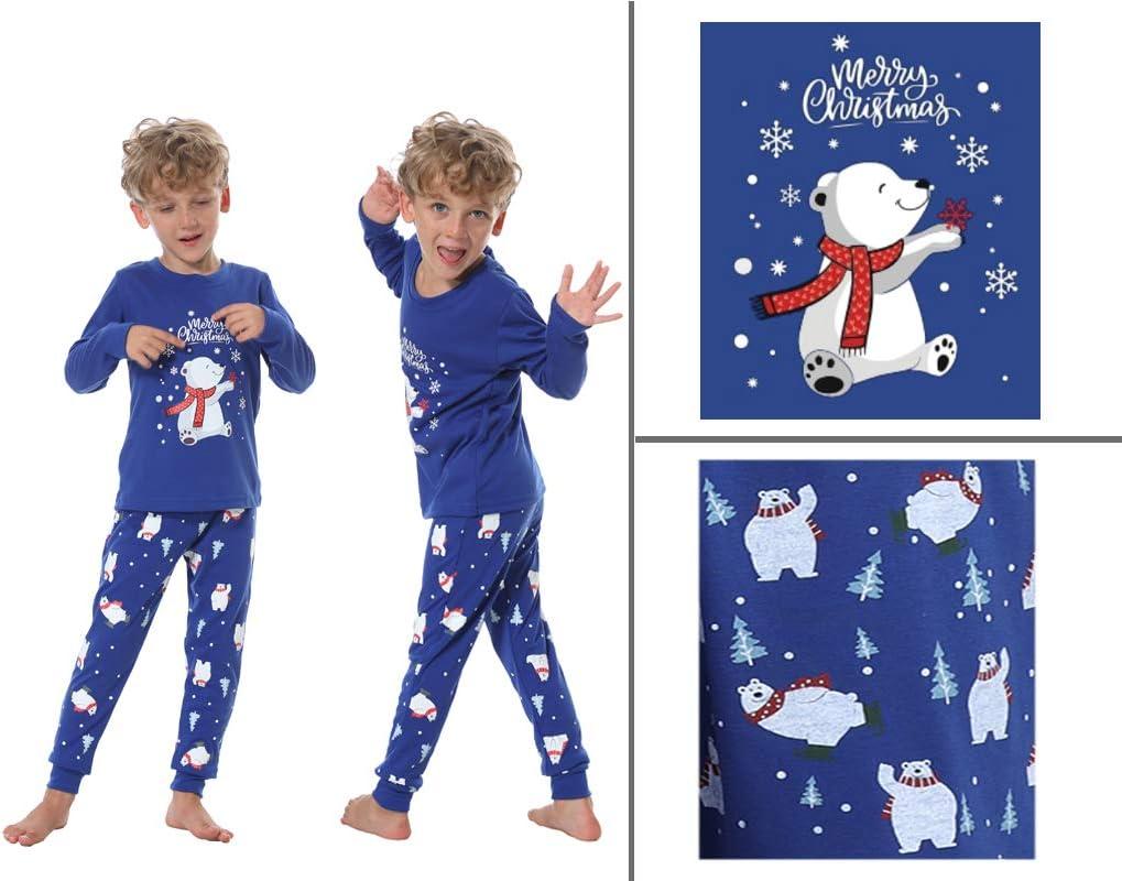 imageVopmocld Christmas Family Matching Pajama Red Holiday Pjs Sets Cotton SleepwearBlue Polar Bear