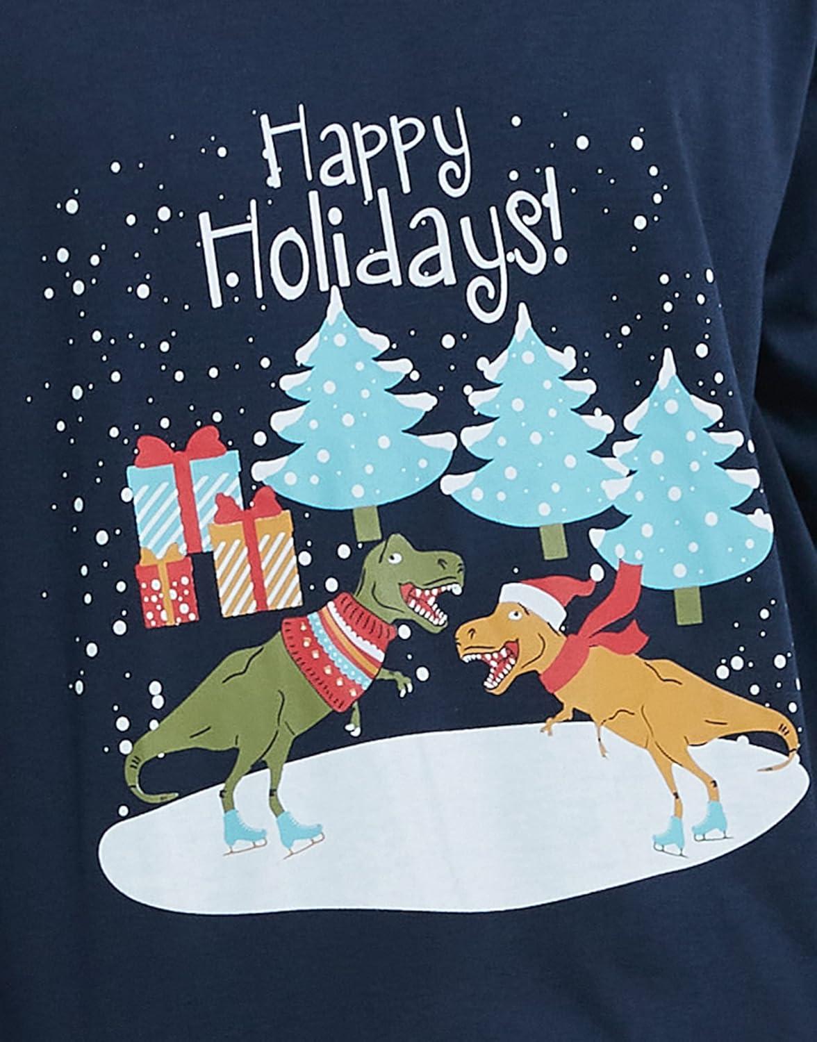 imageVopmocld Christmas Family Matching Pajama Red Holiday Pjs Sets Cotton SleepwearDinosaur