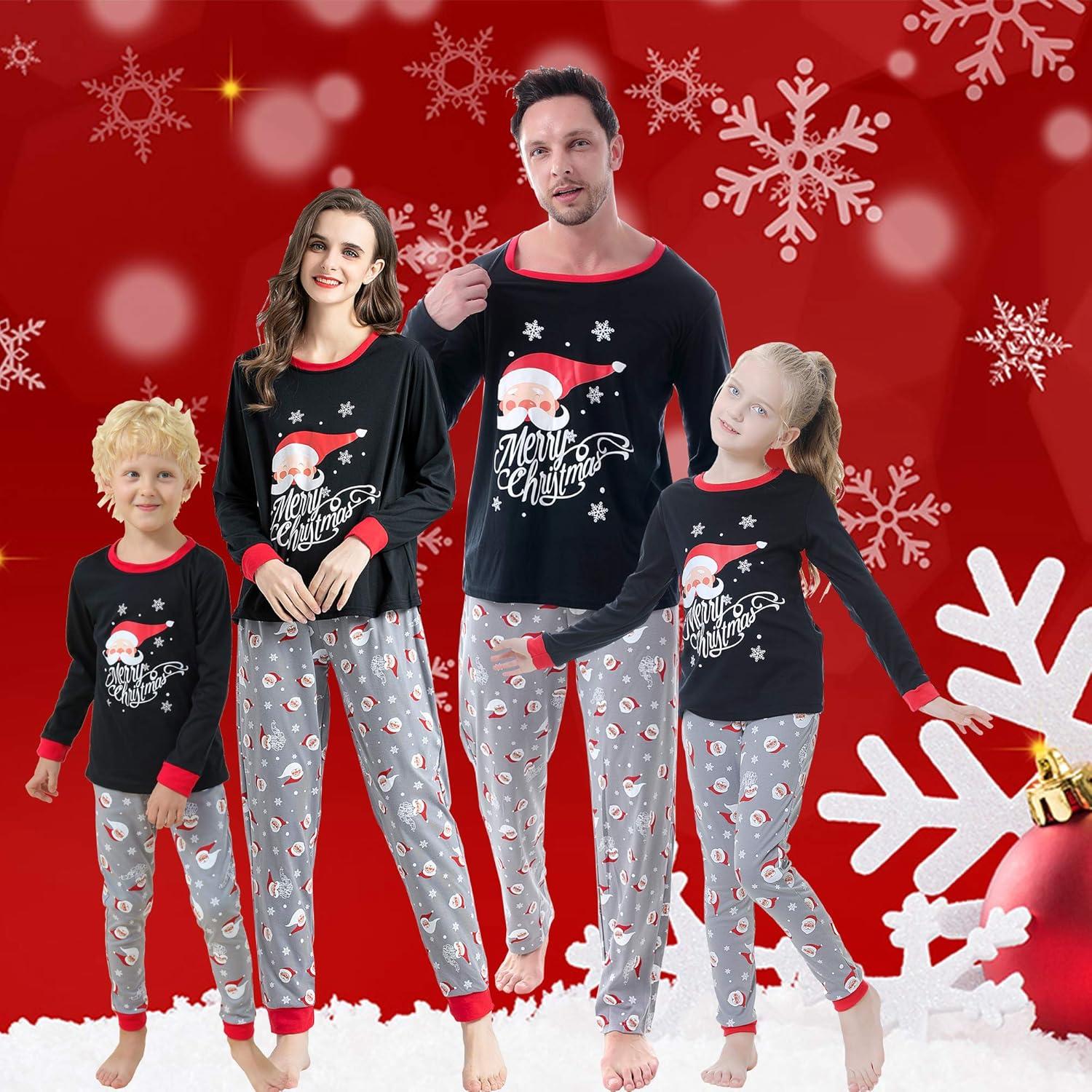 imageVopmocld Christmas Family Matching Pajama Red Holiday Pjs Sets Cotton SleepwearSanta Claus