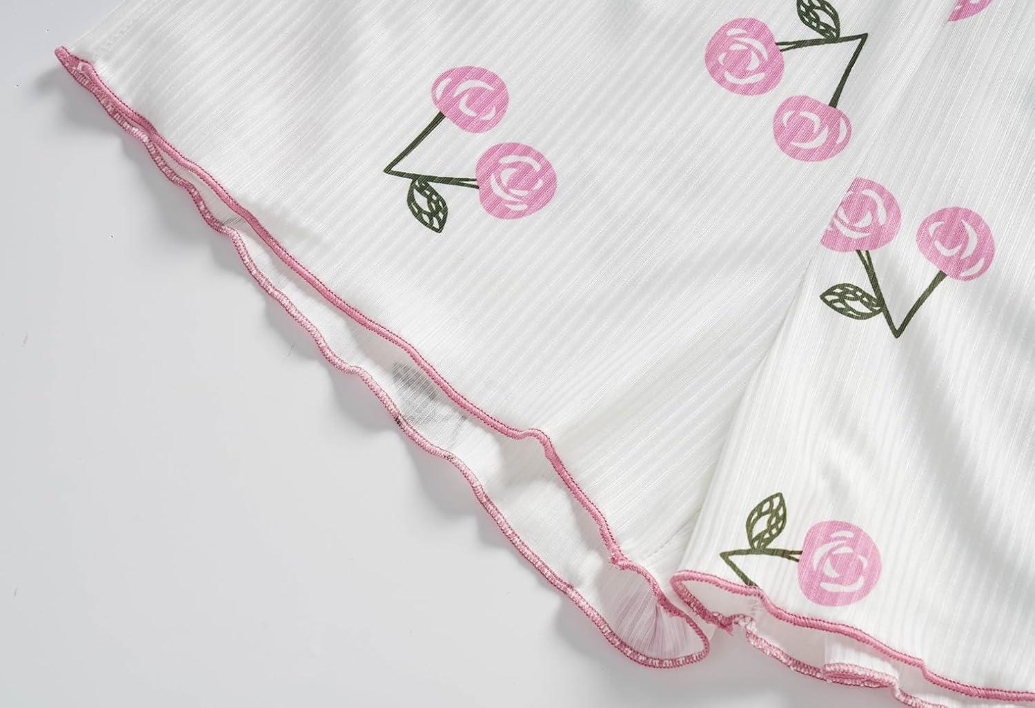 imageVopmocld Girls Button Down Pajama Sets Sleeveless Tank Top with Shorts for Teen Girls Summer Casual Clothes LoungewearPink Cherry