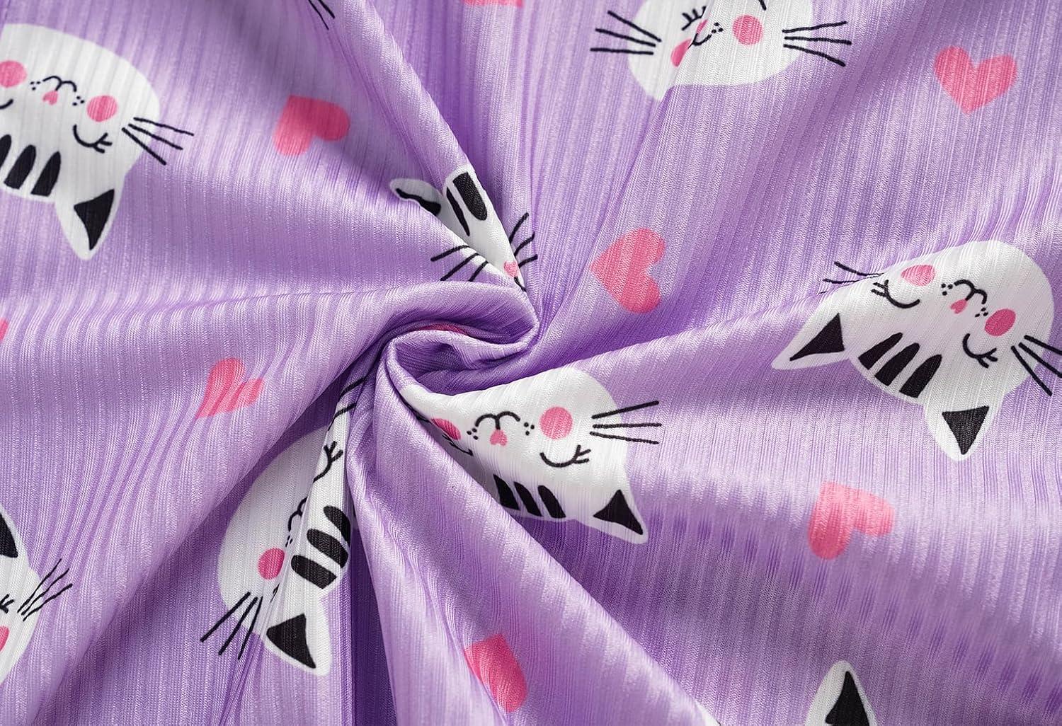 imageVopmocld Girls Button Down Pajama Sets Sleeveless Tank Top with Shorts for Teen Girls Summer Casual Clothes LoungewearPurple Cat