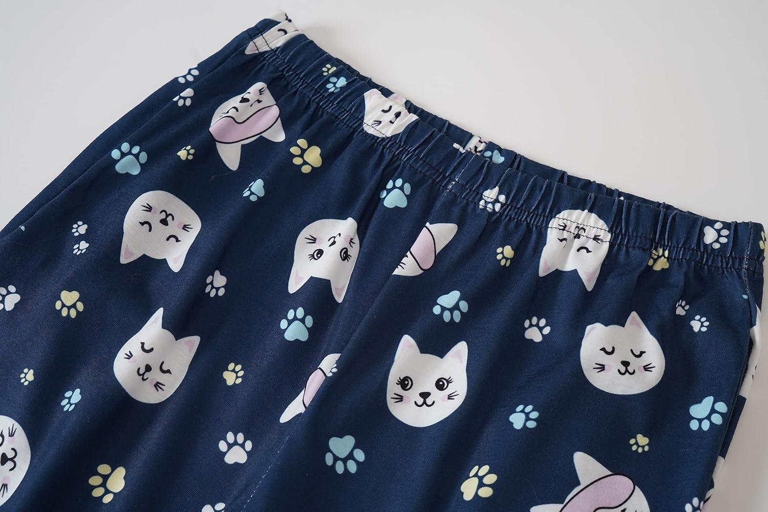 imageVopmocld Young Girls Lovely Bunny Pajama Sets Cotton Long Sleeve Pjs Clothes Sleepwear ShirtsCat