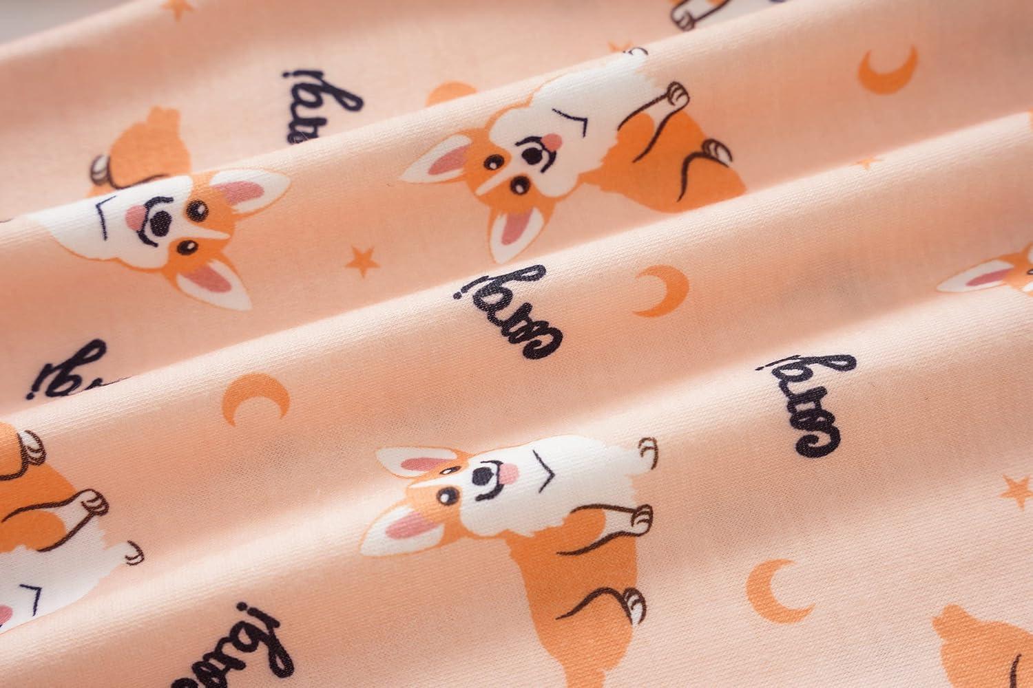 imageVopmocld Young Girls Lovely Bunny Pajama Sets Cotton Long Sleeve Pjs Clothes Sleepwear ShirtsCorgi