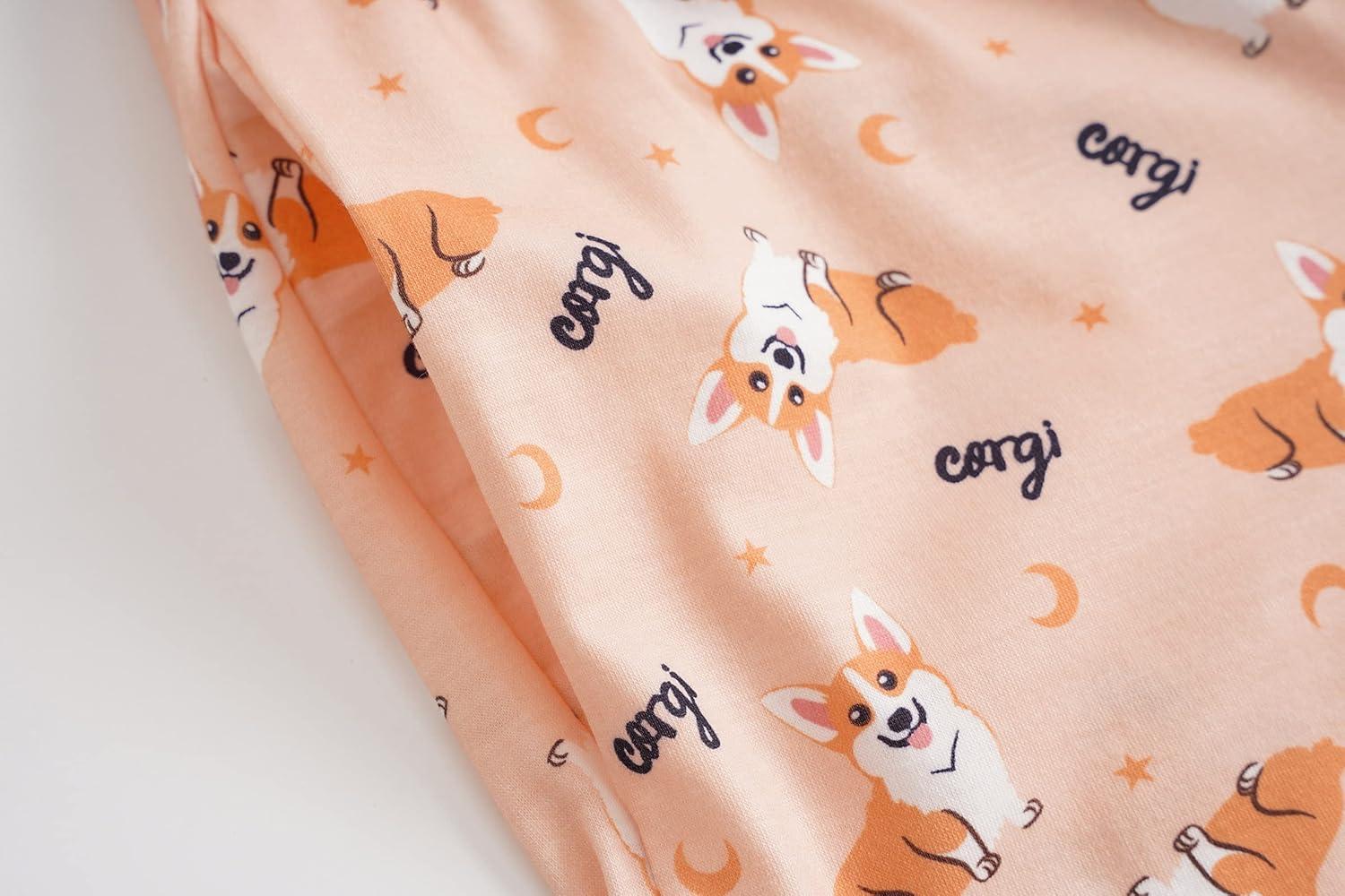 imageVopmocld Young Girls Lovely Bunny Pajama Sets Cotton Long Sleeve Pjs Clothes Sleepwear ShirtsCorgi