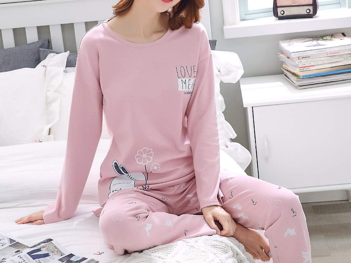 imageVopmocld Young Girls Lovely Bunny Pajama Sets Cotton Long Sleeve Pjs Clothes Sleepwear ShirtsPink