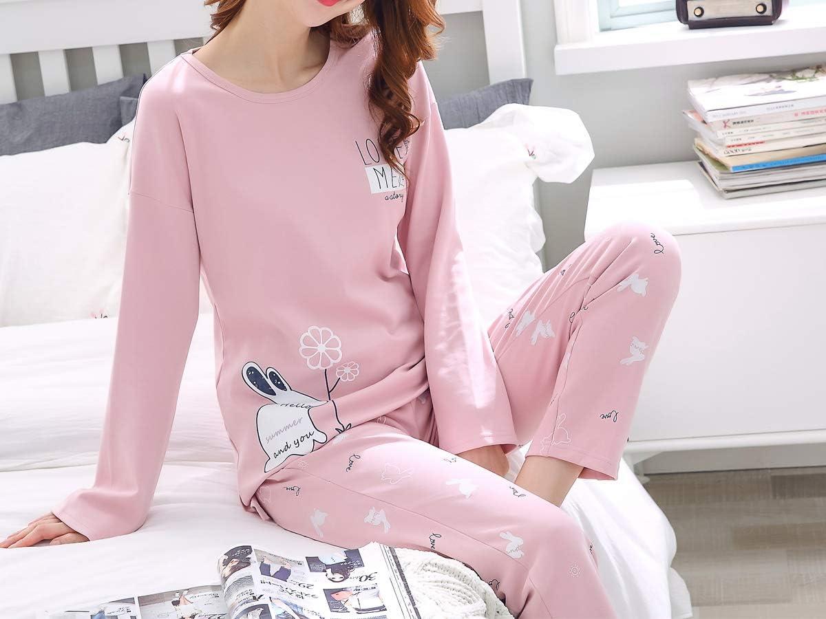imageVopmocld Young Girls Lovely Bunny Pajama Sets Cotton Long Sleeve Pjs Clothes Sleepwear ShirtsPink