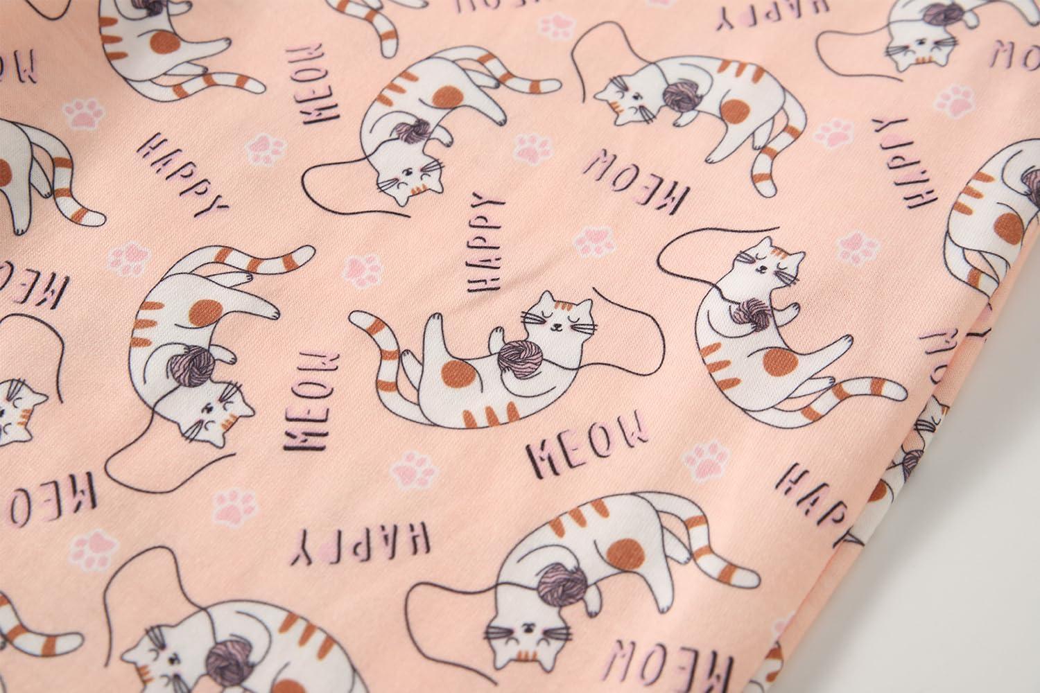 imageVopmocld Young Girls Lovely Bunny Pajama Sets Cotton Long Sleeve Pjs Clothes Sleepwear ShirtsPlaying Cat