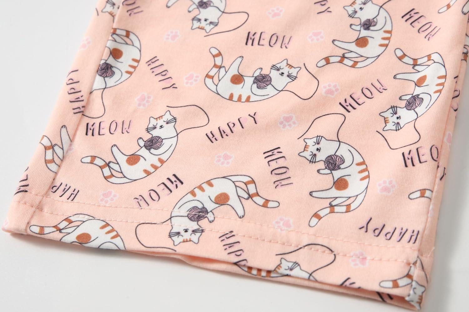 imageVopmocld Young Girls Lovely Bunny Pajama Sets Cotton Long Sleeve Pjs Clothes Sleepwear ShirtsPlaying Cat