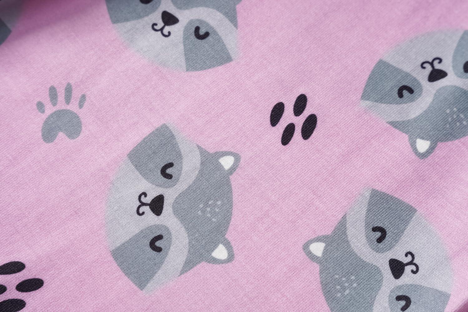 imageVopmocld Young Girls Lovely Bunny Pajama Sets Cotton Long Sleeve Pjs Clothes Sleepwear ShirtsRaccoon