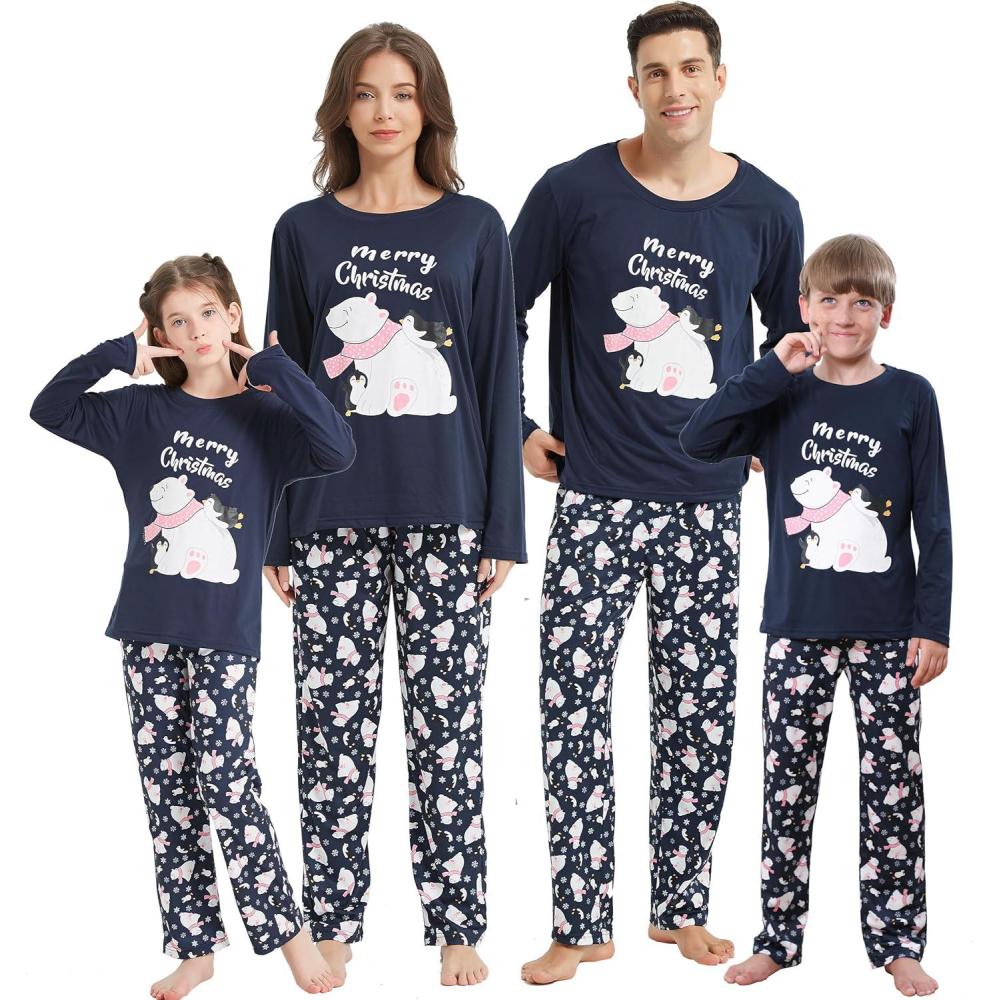 imageVopmocld Christmas Family Matching Pajama Red Holiday Pjs Sets Cotton SleepwearBearPenguin