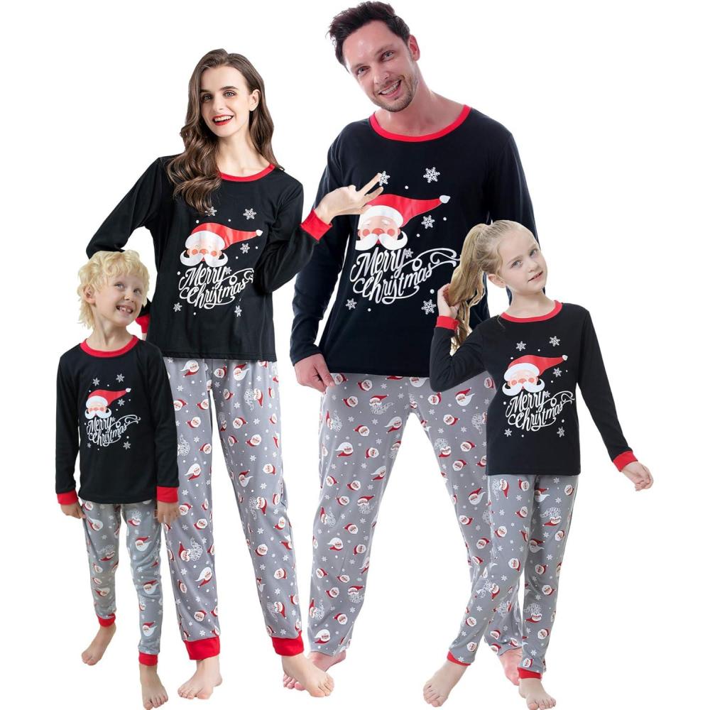 imageVopmocld Christmas Family Matching Pajama Red Holiday Pjs Sets Cotton SleepwearSanta Claus