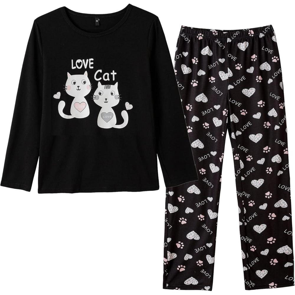 imageVopmocld Young Girls Lovely Bunny Pajama Sets Cotton Long Sleeve Pjs Clothes Sleepwear ShirtsBlack