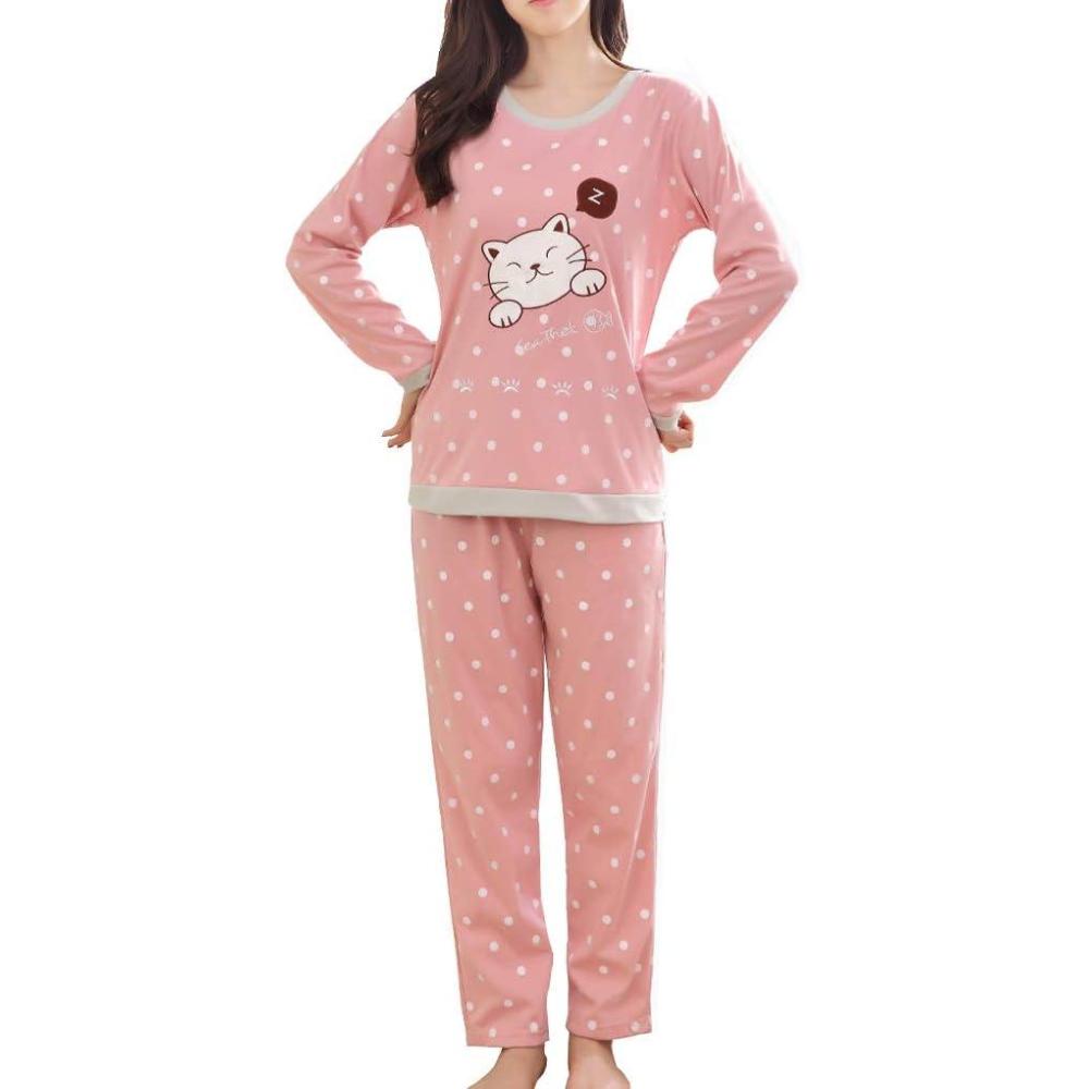 imageVopmocld Young Girls Lovely Bunny Pajama Sets Cotton Long Sleeve Pjs Clothes Sleepwear ShirtsPolka Dot Cat