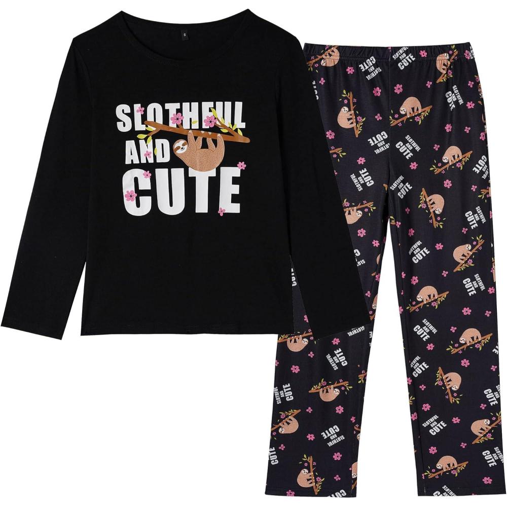 imageVopmocld Young Girls Lovely Bunny Pajama Sets Cotton Long Sleeve Pjs Clothes Sleepwear ShirtsSloth