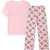 Vopmocld Big Girls’ Short Sleeve Long Pants Pajama Sets 2PCS Cartoon Pattern & Letters Printed Sleepwear Lounge for Teens(Cherry-pink)
