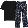 Vopmocld Big Girls’ Short Sleeve Long Pants Pajama Sets 2PCS Cartoon Pattern & Letters Printed Sleepwear Lounge for Teens(Floral-black)