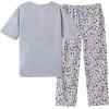 Vopmocld Big Girls’ Short Sleeve Long Pants Pajama Sets 2PCS Cartoon Pattern & Letters Printed Sleepwear Lounge for Teens(Gray Panda)