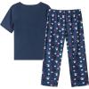 Vopmocld Big Girls’ Short Sleeve Long Pants Pajama Sets 2PCS Cartoon Pattern & Letters Printed Sleepwear Lounge for Teens(Navy-cat)