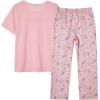 Vopmocld Big Girls’ Short Sleeve Long Pants Pajama Sets 2PCS Cartoon Pattern & Letters Printed Sleepwear Lounge for Teens(Playing Cats)