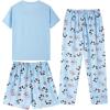 Vopmocld Big Girls’ Short Sleeve & Shorts & Pants Pajama Sets 3PCS Cartoon Patterns Cute Lounge Sets for Teens 8-18 Years(3pcs-make Wish Panda)