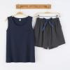 Vopmocld Big Girl’s Tank Top and Shorts Cotton Pajama Set Teens Cute Heart Shape Sleepwear Kids Clothes PJS(Navy/Gray)