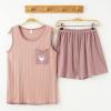 Vopmocld Big Girl’s Tank Top and Shorts Cotton Pajama Set Teens Cute Heart Shape Sleepwear Kids Clothes PJS(Purple)
