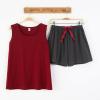 Vopmocld Big Girl’s Tank Top and Shorts Cotton Pajama Set Teens Cute Heart Shape Sleepwear Kids Clothes PJS(Red/Gray)