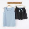 Vopmocld Big Girl’s Tank Top and Shorts Cotton Pajama Set Teens Cute Heart Shape Sleepwear Kids Clothes PJS(Skyblue/Gray)