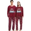 Vopmocld Christmas Family Matching Pajama Red Holiday Pjs Sets Cotton Sleepwear(Wine Red Penguin)