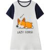 Vopmocld Big Girls’ Cute Happy Cat Sleepwear Short Sleeve Summer Soft Nightgown(Corgi)