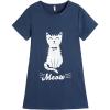 Vopmocld Big Girls’ Cute Happy Cat Sleepwear Short Sleeve Summer Soft Nightgown(Navy-cat)