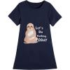 Vopmocld Big Girls’ Cute Happy Cat Sleepwear Short Sleeve Summer Soft Nightgown(Sloth)