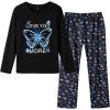 Vopmocld Big Girls Cute Pajama Sets Long Sleeve Lovely Sleepwear 2 Piece PJS Multiple Cartoon Jammies(Blue Butterfly)