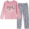 Vopmocld Big Girls Cute Pajama Sets Long Sleeve Lovely Sleepwear 2 Piece PJS Multiple Cartoon Jammies(Meow)