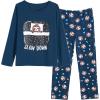 Vopmocld Big Girls Cute Pajama Sets Long Sleeve Lovely Sleepwear 2 Piece PJS Multiple Cartoon Jammies(Navy Sloth)
