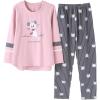 Vopmocld Big Girls Cute Pajama Sets Long Sleeve Lovely Sleepwear 2 Piece PJS Multiple Cartoon Jammies(Pink Gray)