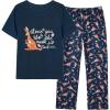 Vopmocld Big Girls’ Short Sleeve Long Pants Pajama Sets 2PCS Cartoon Pattern & Letters Printed Sleepwear Lounge for Teens(Kangaroo)