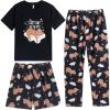 Vopmocld Big Girls’ Short Sleeve & Shorts & Pants Pajama Sets 3PCS Cartoon Patterns Cute Lounge Sets for Teens 8-18 Years(3pcs-cloud Sloth)