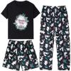 Vopmocld Big Girls’ Short Sleeve & Shorts & Pants Pajama Sets 3PCS Cartoon Patterns Cute Lounge Sets for Teens 8-18 Years(3pcs-cute Bunny)