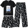 Vopmocld Big Girls’ Short Sleeve & Shorts & Pants Pajama Sets 3PCS Cartoon Patterns Cute Lounge Sets for Teens 8-18 Years(3pcs-sleep Koala)