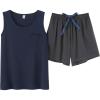 Vopmocld Big Girl’s Tank Top and Shorts Cotton Pajama Set Teens Cute Heart Shape Sleepwear Kids Clothes PJS(Navy/Gray)