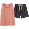 Vopmocld Big Girl’s Tank Top and Shorts Cotton Pajama Set Teens Cute Heart Shape Sleepwear Kids Clothes PJS(Pink/Gray)